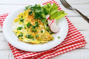 Æggeerstatning omelet af veganske æg planteæg